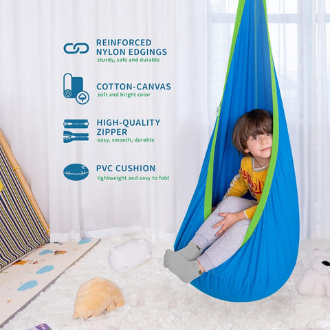 OUTREE Kids Pod Swing Seat, Cotton Sensory Swing for Indoor and Outdoor