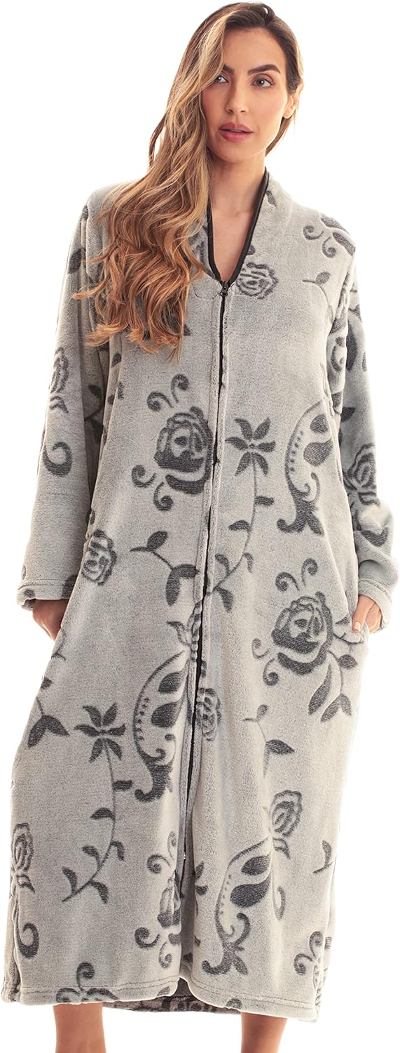 Just Love Textured Plush Zipper Lounger Robe for Women
