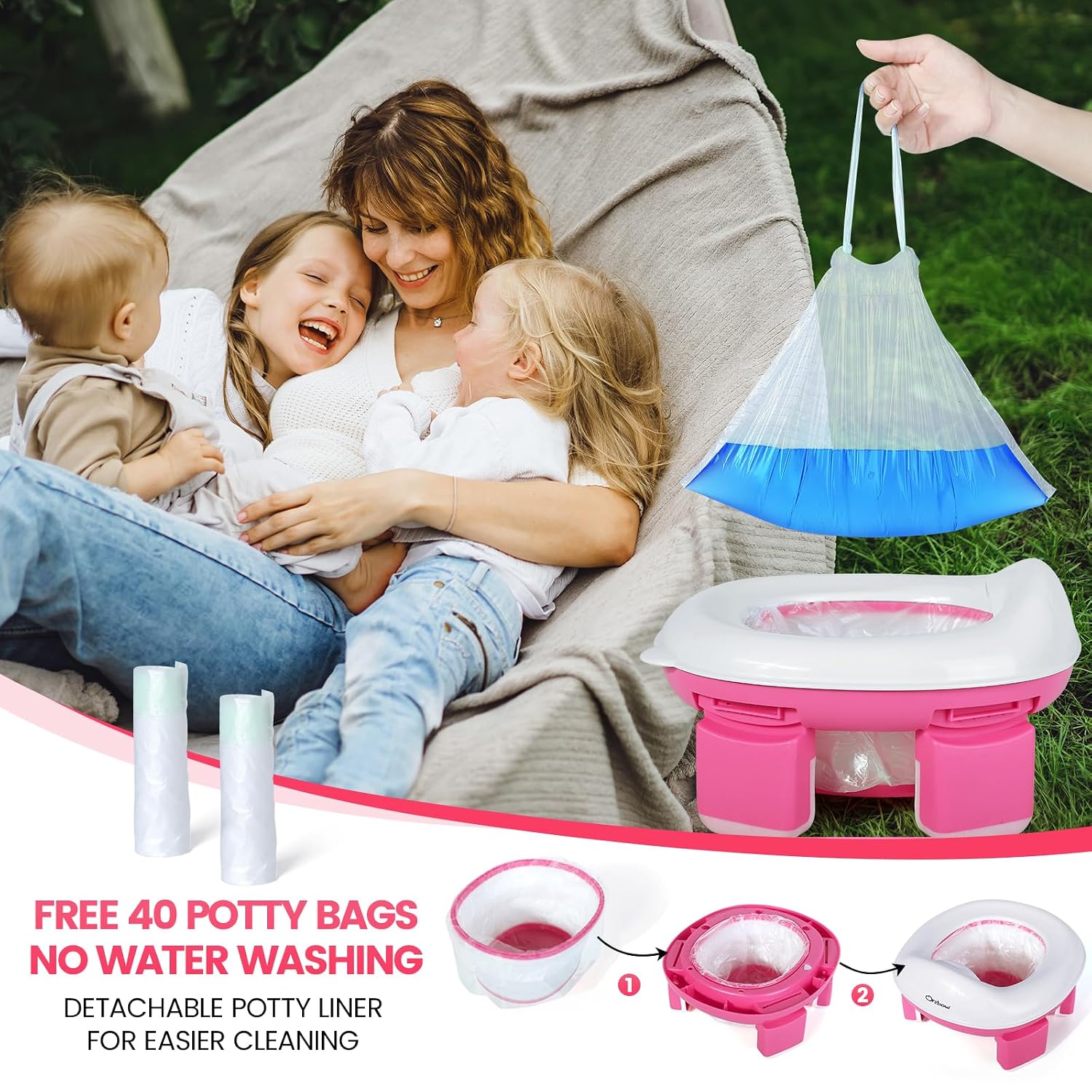 Orzbow Portable Potty Training Chair for Toddler, Travel Emergency Toilet