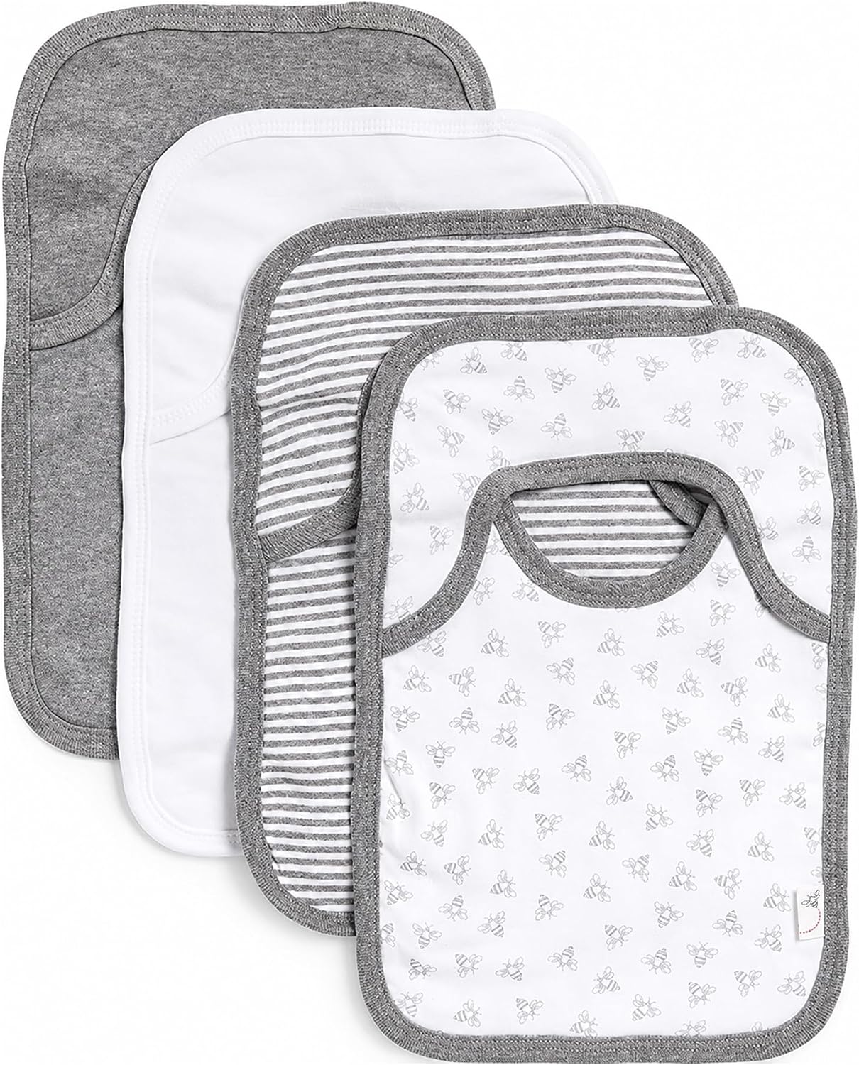 Burt’s Bees Baby Unisex Baby Bibs, Lap-Shoulder Drool Cloths, 100% Organic Cotton with Absorbent Terry Towel Backing Bibs