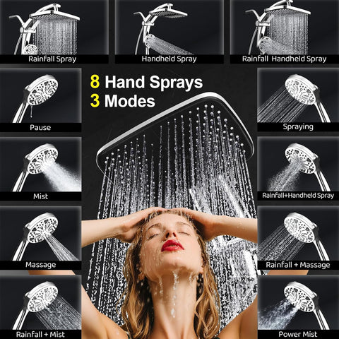 12-Inch High Pressure Rain Shower Head with Handheld Spray Combo, Magnetic