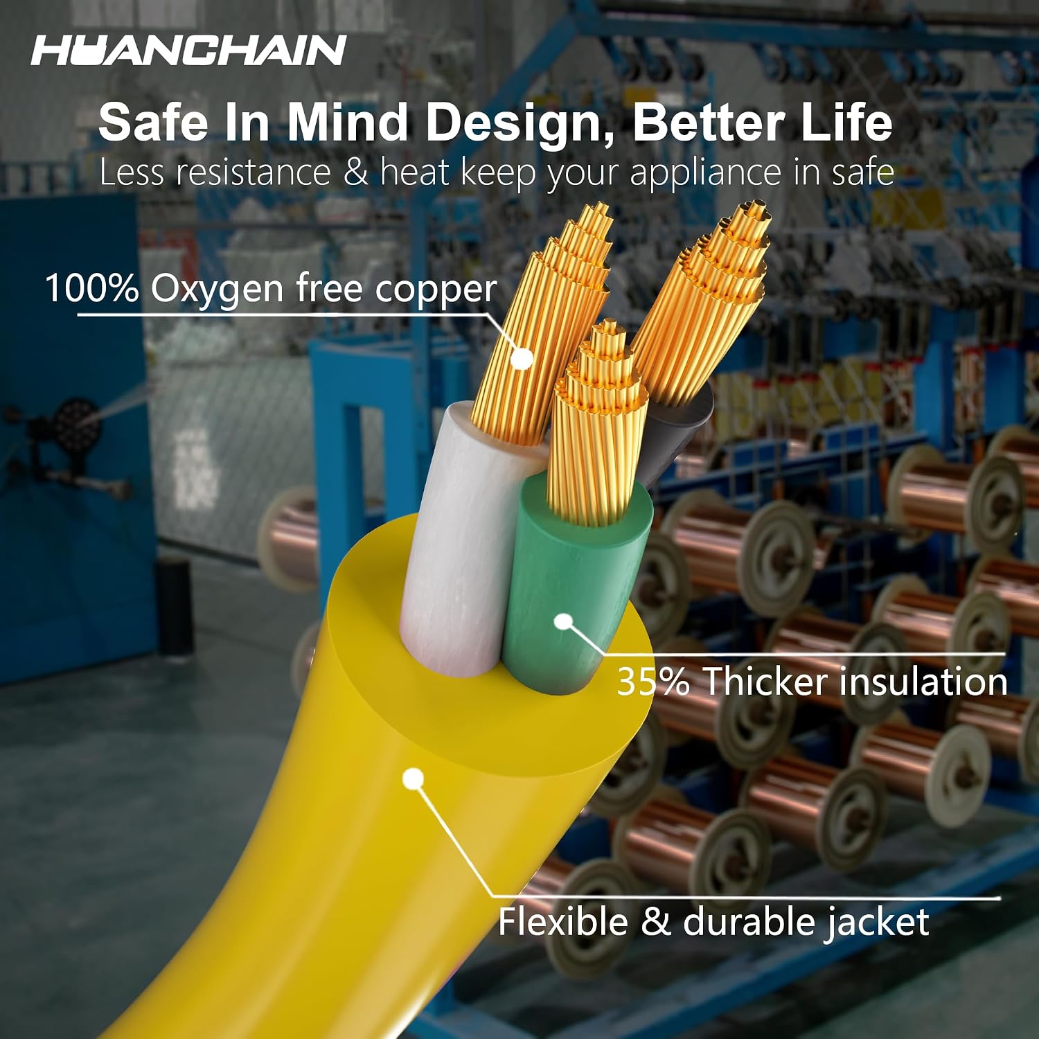 HUANCHAIN 12 Gauge Heavy Duty Outdoor Extension Cord 3FT 3Pack Waterproof