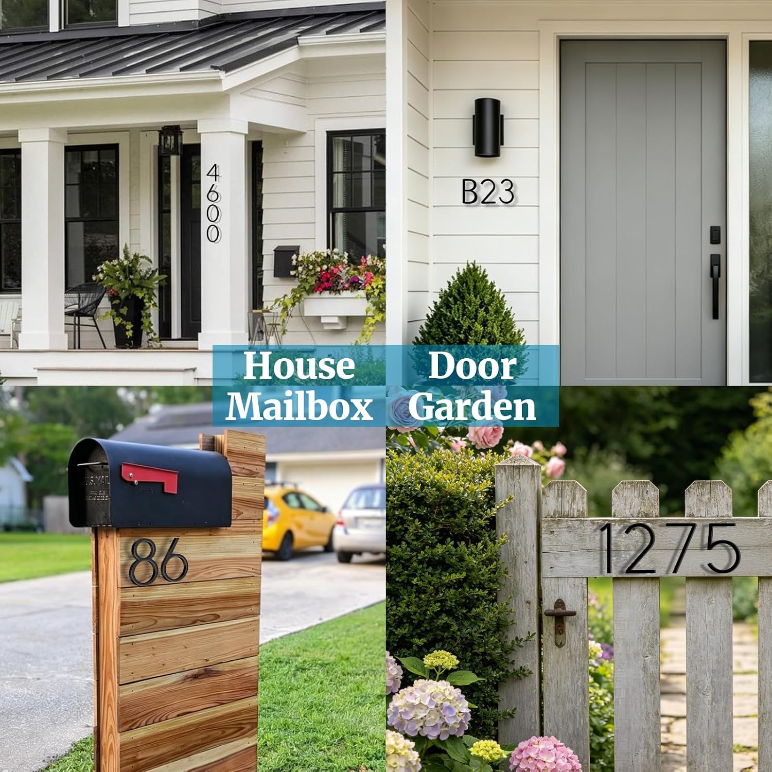 5 Inch House Numbers for Outside, Stainless Steel Floating Address Numbers for House, Modern Black Metal Door Numbers for Mailbox, Wall, Yard, Easy Install with Mounting Kit (1)