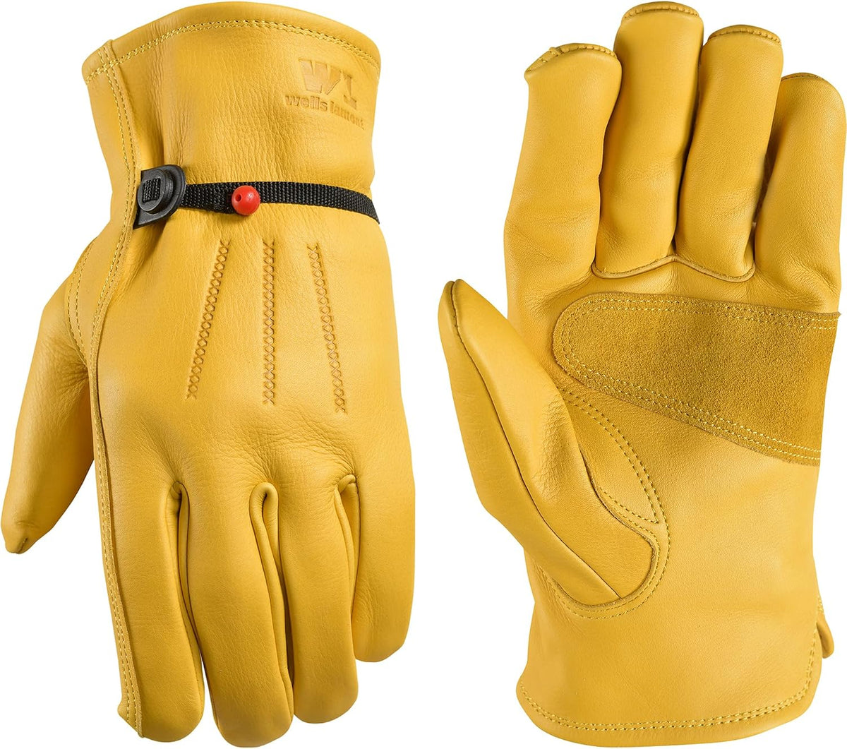 Wells Lamont Work Gloves Men and Women, Cowhide Leather Work Gloves, Adjustable Wrist