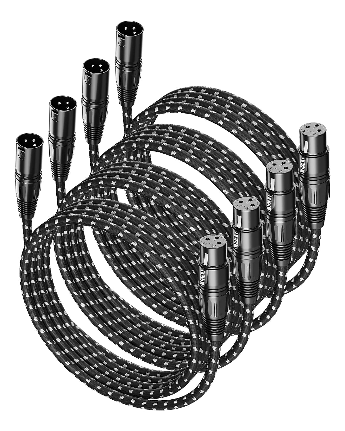 XLR Cables 6ft 4 Pack,XLR Microphone Cable,OFC Balanced Shielded