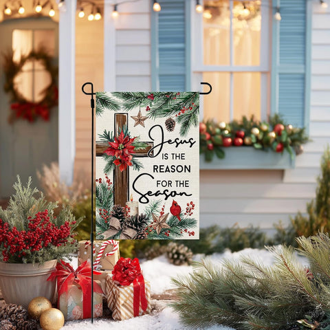 CROWNED BEAUTY Christmas Jesus Is the Reason Garden Flag for Outside 12x18