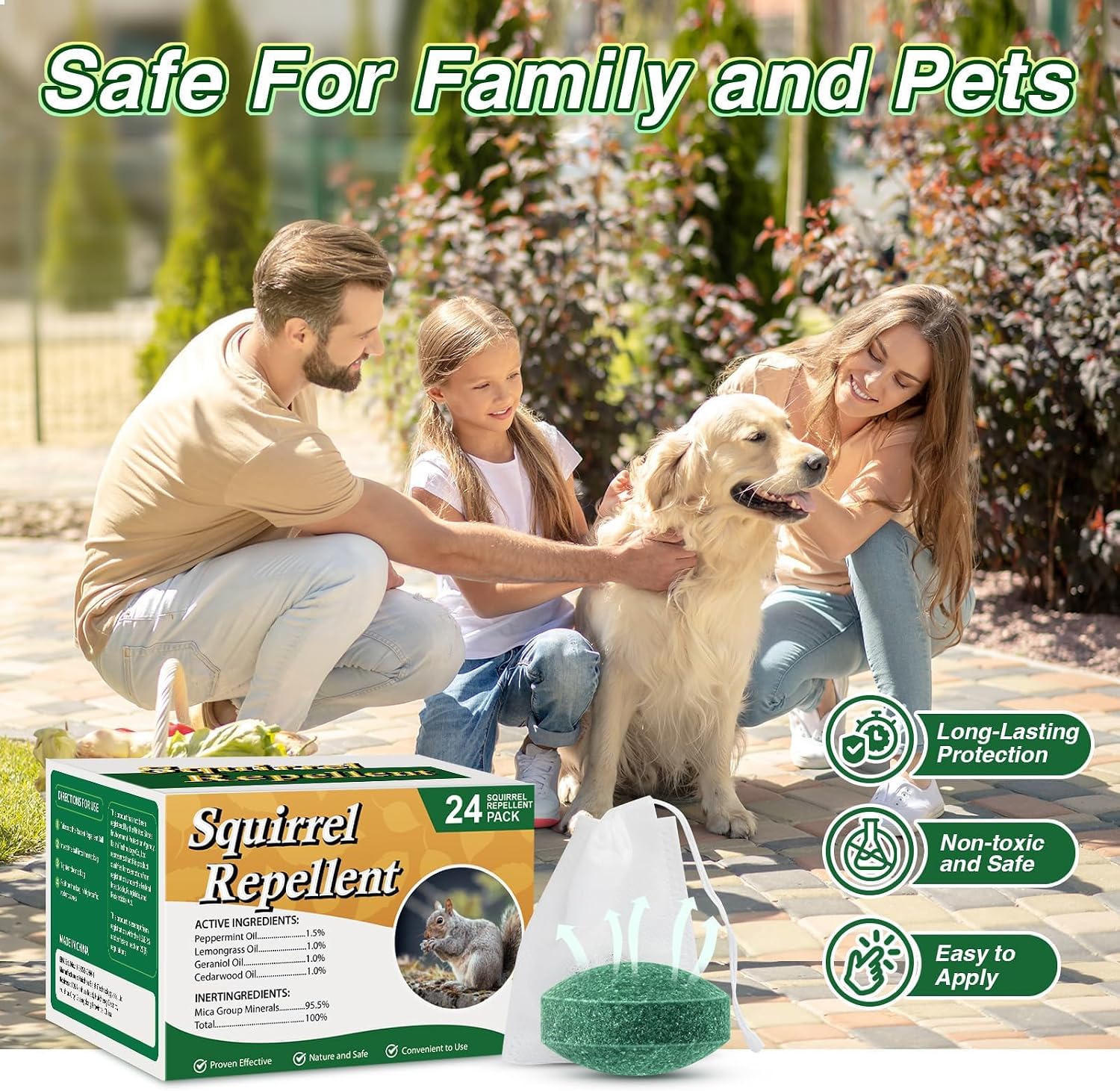 24 Pack Squirrel Repellent Balls, Squirrel Deterrent Rodent Chipmunk Repellent for Attic, Car Engines Keep Chipmunk Away from Wires, Walls, Garages