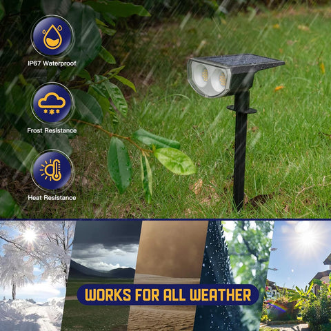 Kyosho Solar Outdoor Lights Waterproof IP67, 38 LEDs Solar Spot Lights Outdoor, 2-in-1 Landscape Spotlight with 3 Modes for Lawn, Pathway, Yard, Pool, 4 Pack