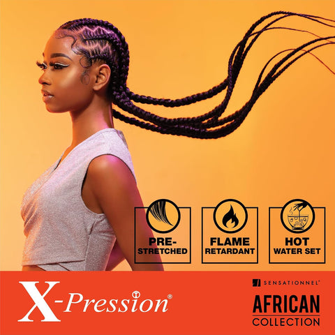 Sensationnel X-Pression Prestretched Braids-3X 58in,4pk BG BURGANDY