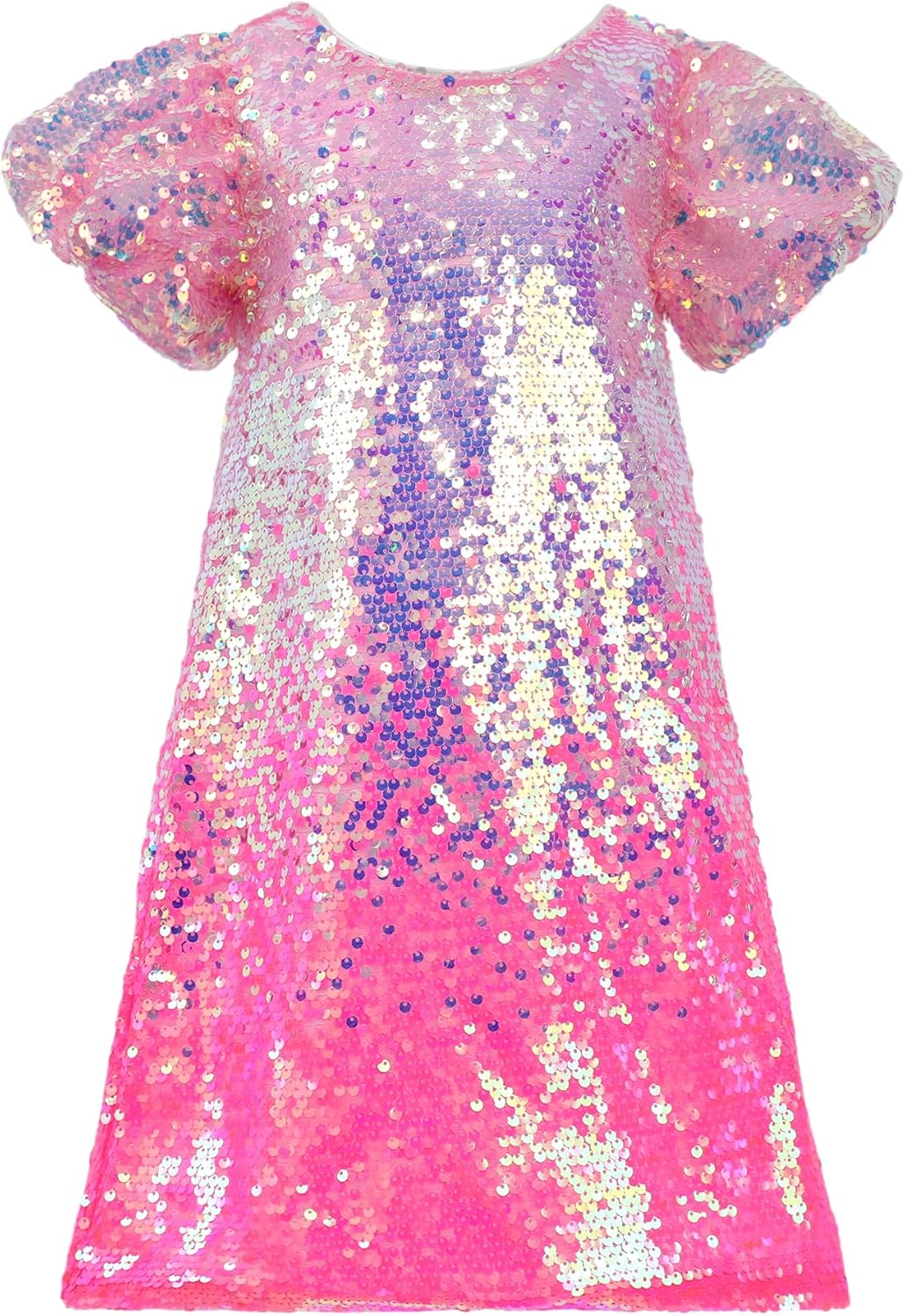 2Bunnies Girls Ombre Pastel Gradient Shimmer Sparkle Colorful Sequin Party Dress