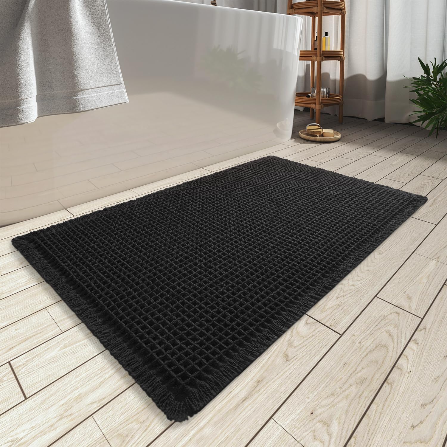 Upgraded Waffle Bath Mat Ultra Absorbent Non Slip Bathroom Mat, 18" x 30"