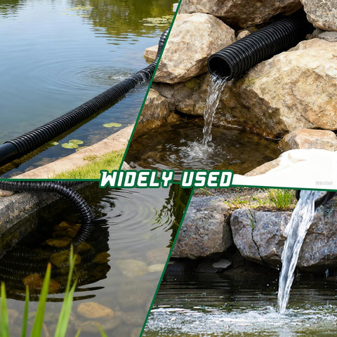 Pond Tubing 1-1/2” × 10 Feet Black Flexible PVC Pond Hose,Garden Pond PVC Tube - Reinforced, Kink-Resistant Tubing for Pumps, Fountains & Waterfalls, with 4 Clamps,1-1/2" Dia