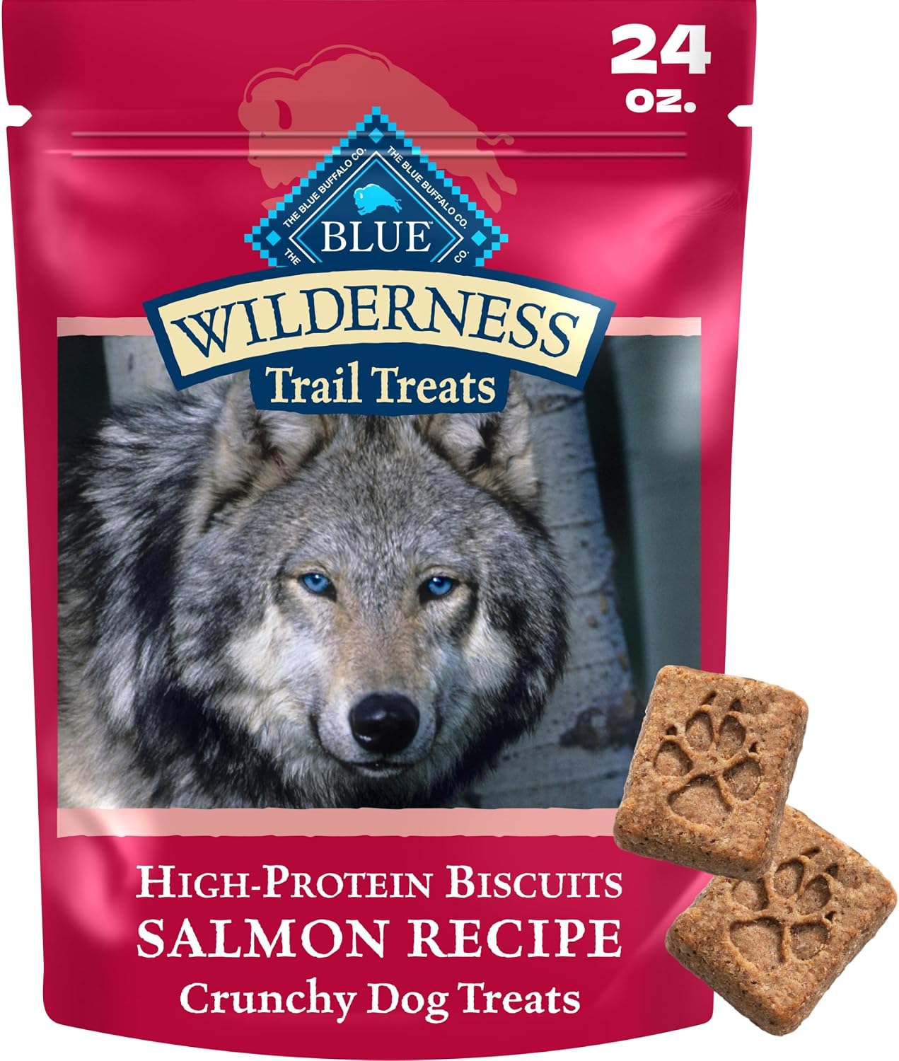 Blue Buffalo Wilderness Salmon Crunchy Dog Biscuits, Grain-Free, 24 oz