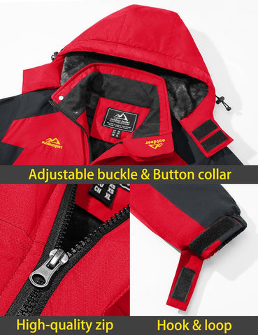 TACVASEN Men's Winter Ski Jacket Waterproof Fleece Lining Snow Hooded Coats