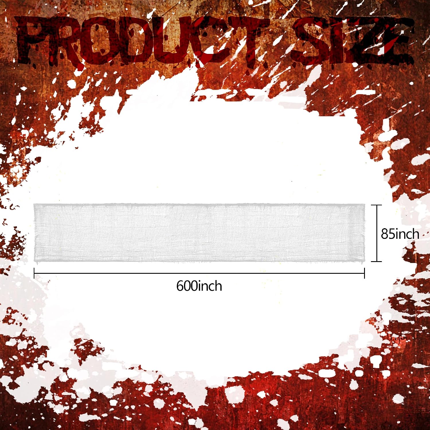 RunNico 600" x 85" Creepy Cloth - Large White Halloween Spooky Fabric Cloth - Creepy Spooky Halloween Decorations for Haunted House Window Backdrops Garden Party Yard Wall Doorway