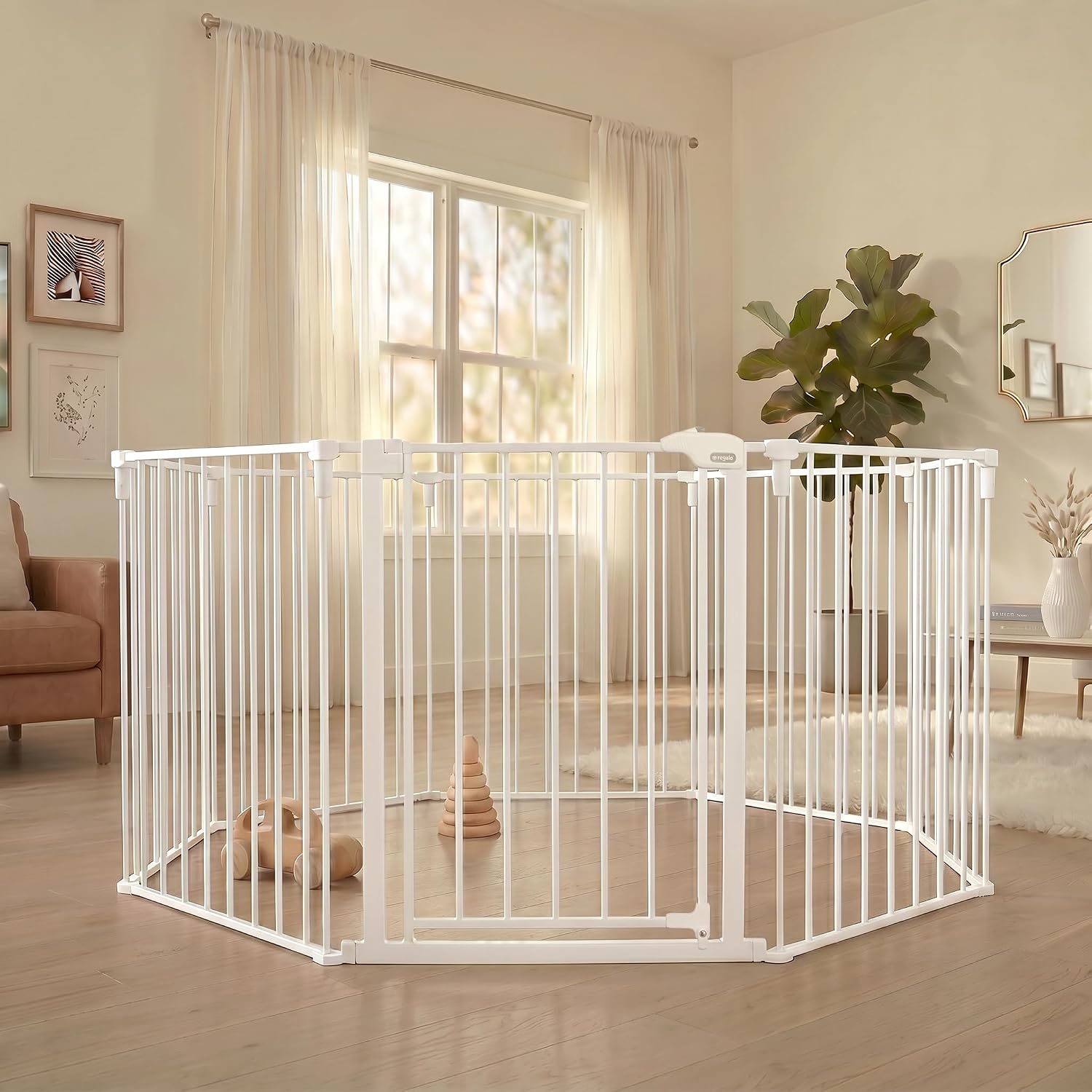 Regalo Safety 24"-192" Metal 2-in-1 Super Wide Baby Gate & Play Yard