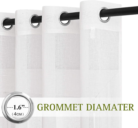 NICETOWN White Linen Curtains 108 Inches Extra Long 2 Panels Set, W52xL108