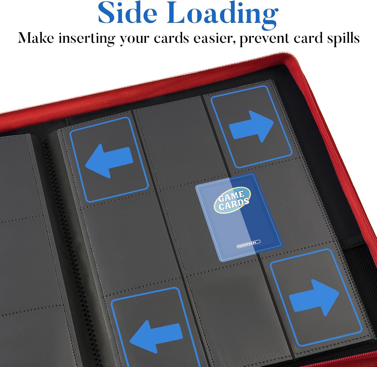 Premium Zip Card Binder, Fabmaker 9 Pocket Trading Card Binder PU Cover