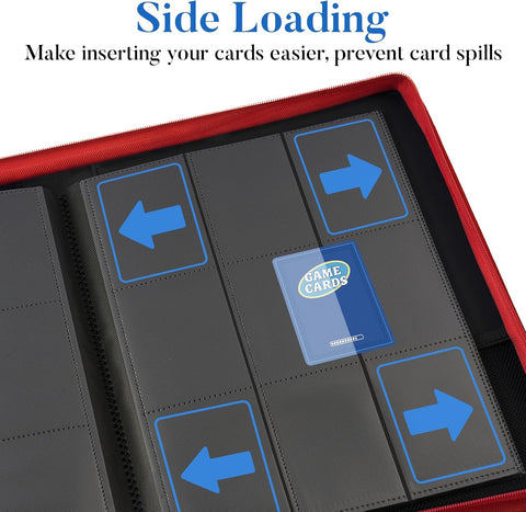 Premium Zip Card Binder, Fabmaker 9 Pocket Trading Card Binder PU Cover