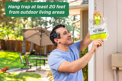 RESCUE! Outdoor Disposable Fly Trap – Hanging Fly Catcher with Attractant Bait, Fly Bag for Patio, Yard, Trash & Farm Areas – Easy-to-Use Outdoor Fly Control - 8 Traps