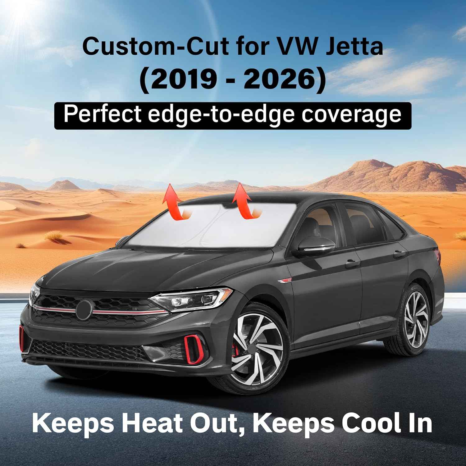 EcoNour Windshield Sunshade Compatible for Volkswagen VW Jetta 2019-2026