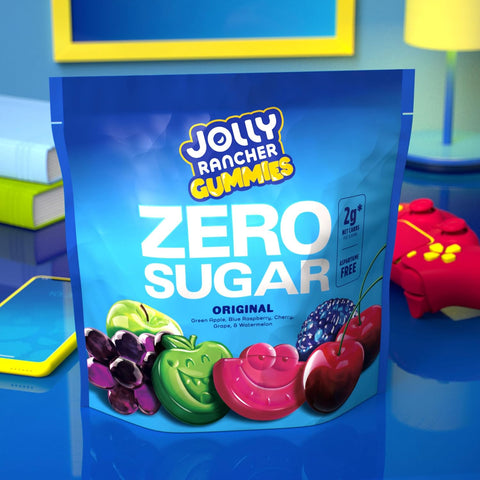 JOLLY RANCHER Gummies Zero Sugar Assorted Gummy Candy Fruit Pouches, 4.9 oz