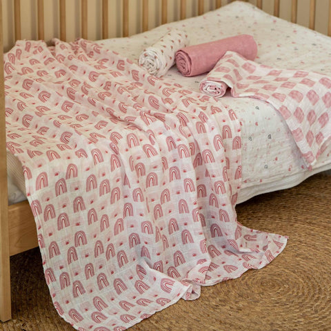 Muslin Swaddle Blankets for Newborn, Cotton Receiving Blanket