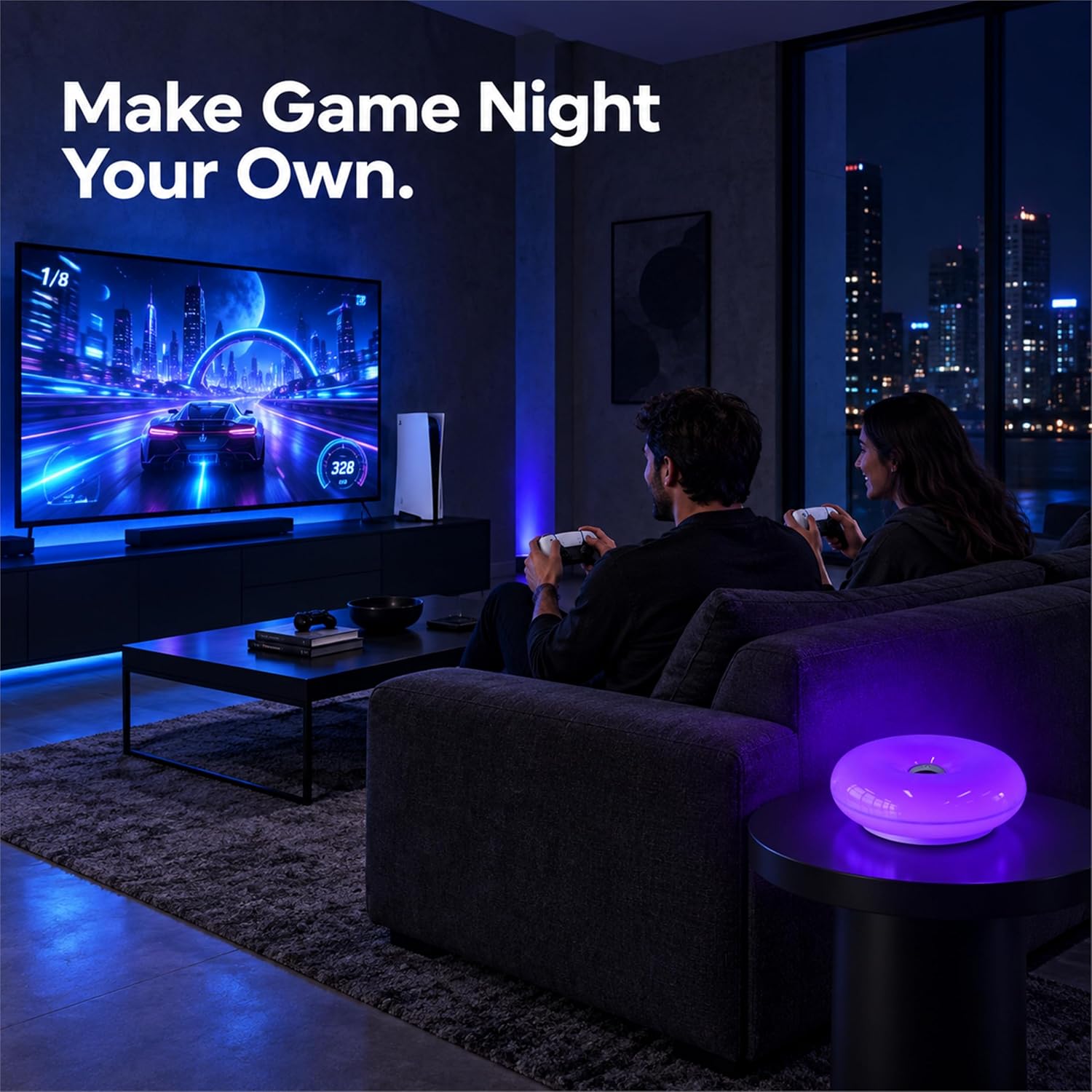 Cyberpunk Donut Lamp,Cordless Rechargeable Table & Wall Light,Game Light