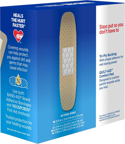 BAND-AID Brand Tru-Stay Sheer Adhesive Bandages, Assorted Sizes, 80 Count