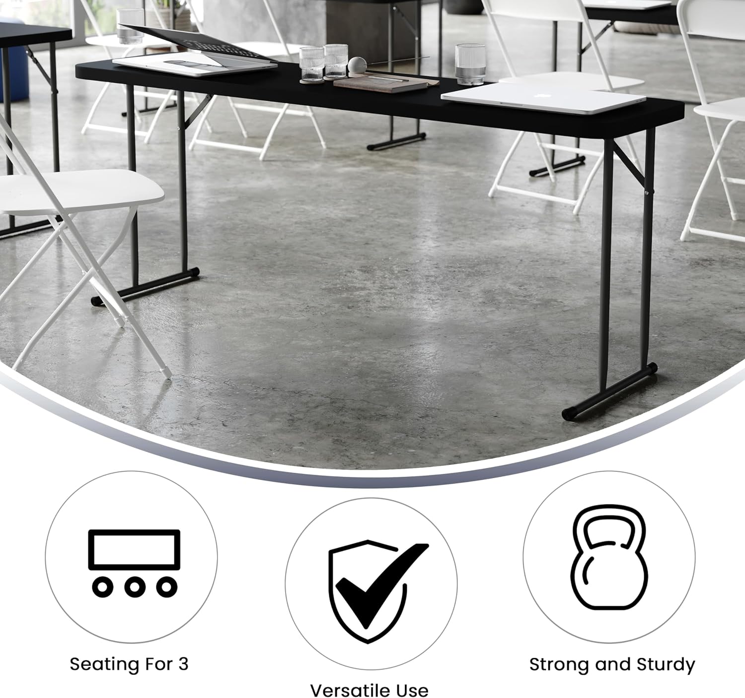 Flash Furniture 6 ft Plastic Folding Training Table, Black