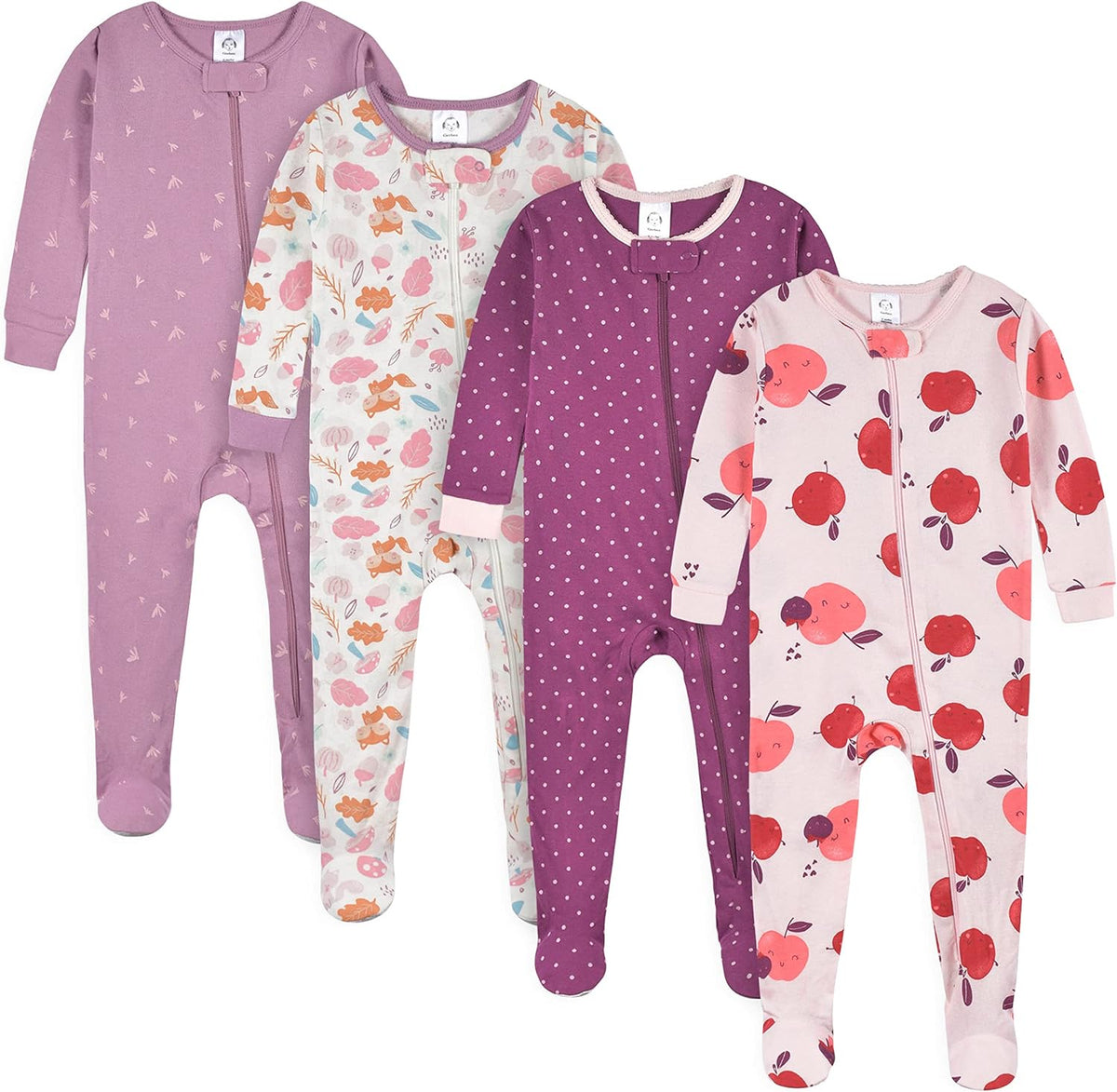 Gerber Baby Girls 4-pack Footed Pajamas