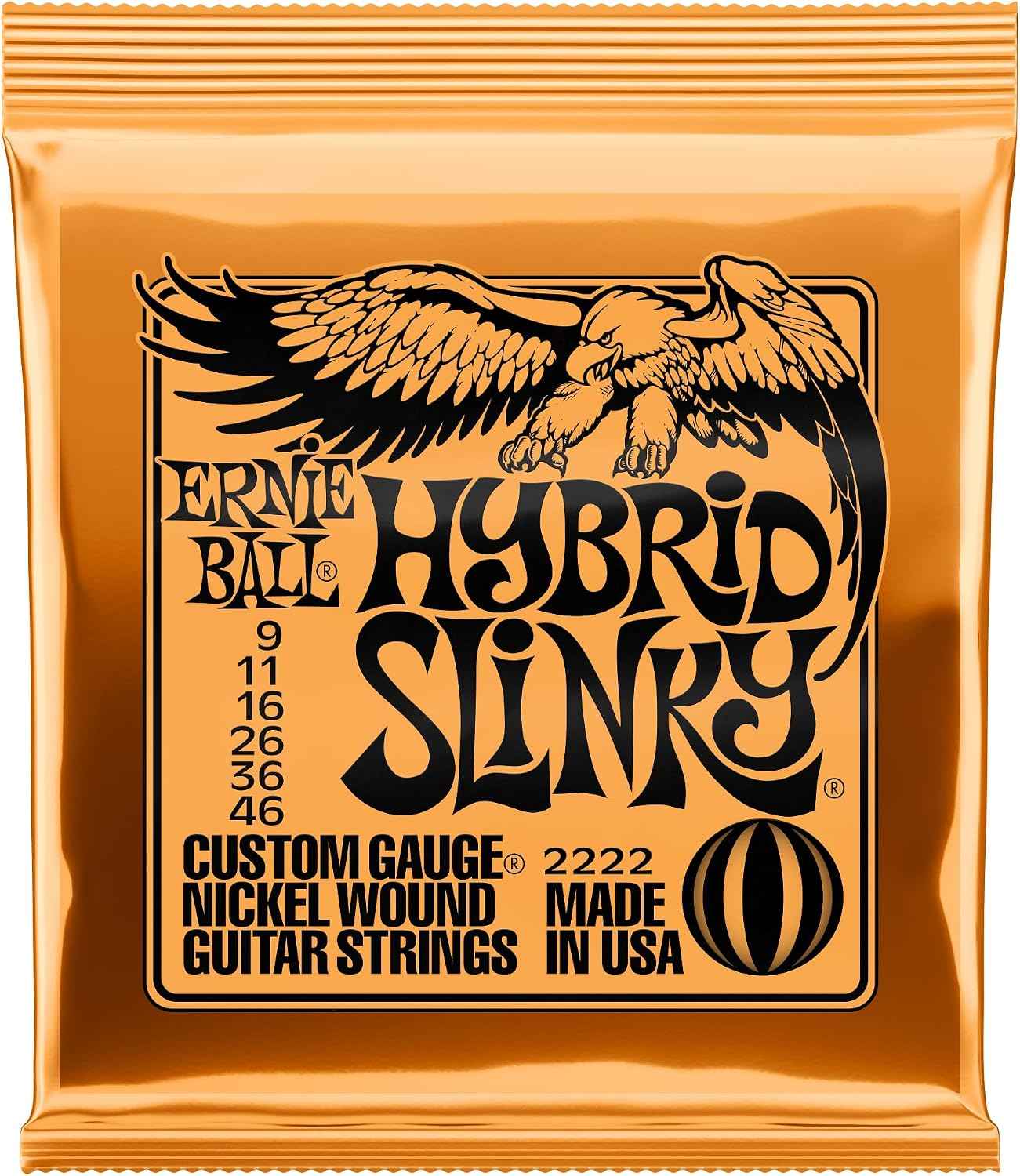 Ernie Ball Hybrid Slinky Nickel Wound Electric Guitar Strings, 9-46 Gauge (P02222)