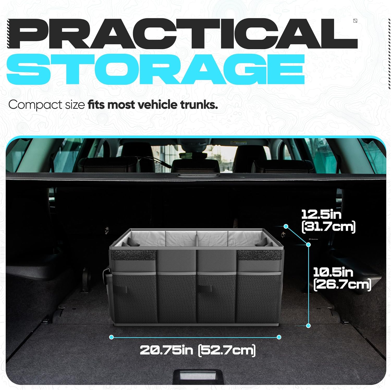 FORTEM Trunk Organizer - Foldable Car Organizer & Storage for SUVs & Trucks