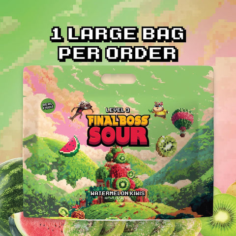 Final Boss Sour Fruit Candy, Watermelon Kiwi, Level 3, 1 Pack