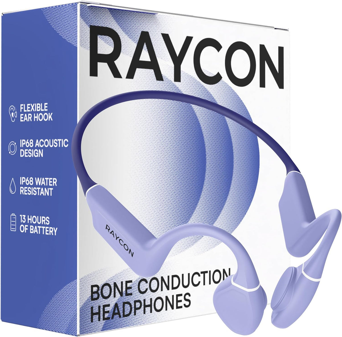 Raycon Bone Conduction Headphones Bluetooth - Open Ear Running Headphones, Sweat & Water-Resistant Earbuds with Mic for Sports & Workouts, 13hr Playtime (Purple)