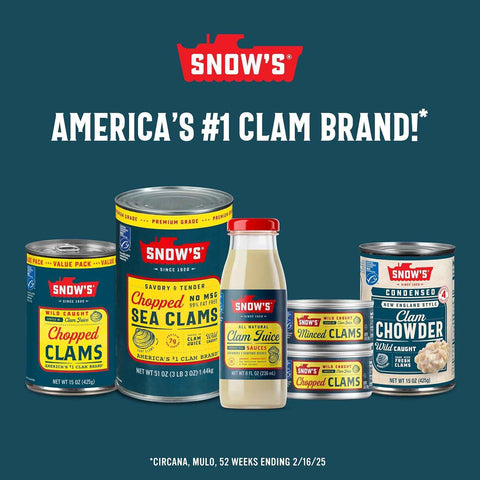 Snow's Wild Caught Minced Clams Canned, 6.5 oz Can (Pack of 12) - 5g Protein Per Serving - Gluten Free, Keto Friendly, 99% Fat Free