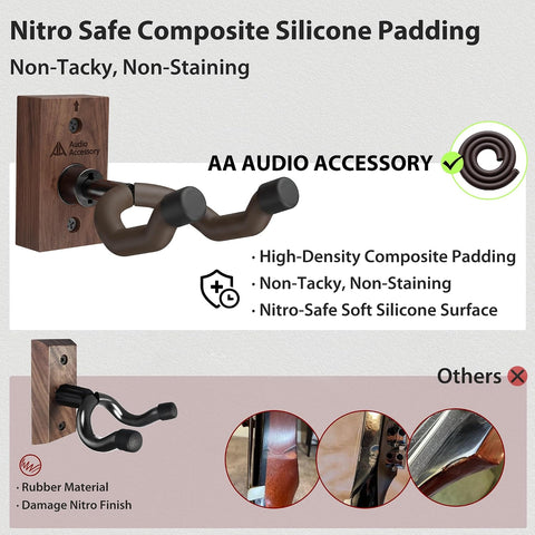 Guitar Wall Mount, Nitro-Safe Soft Padded Hook Guitar Hanger Wall Mount