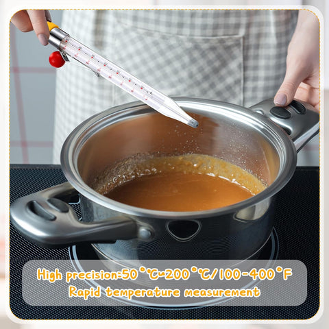 Photect 2 Pcs Candy Thermometer with Pot Clip 8", Yellow