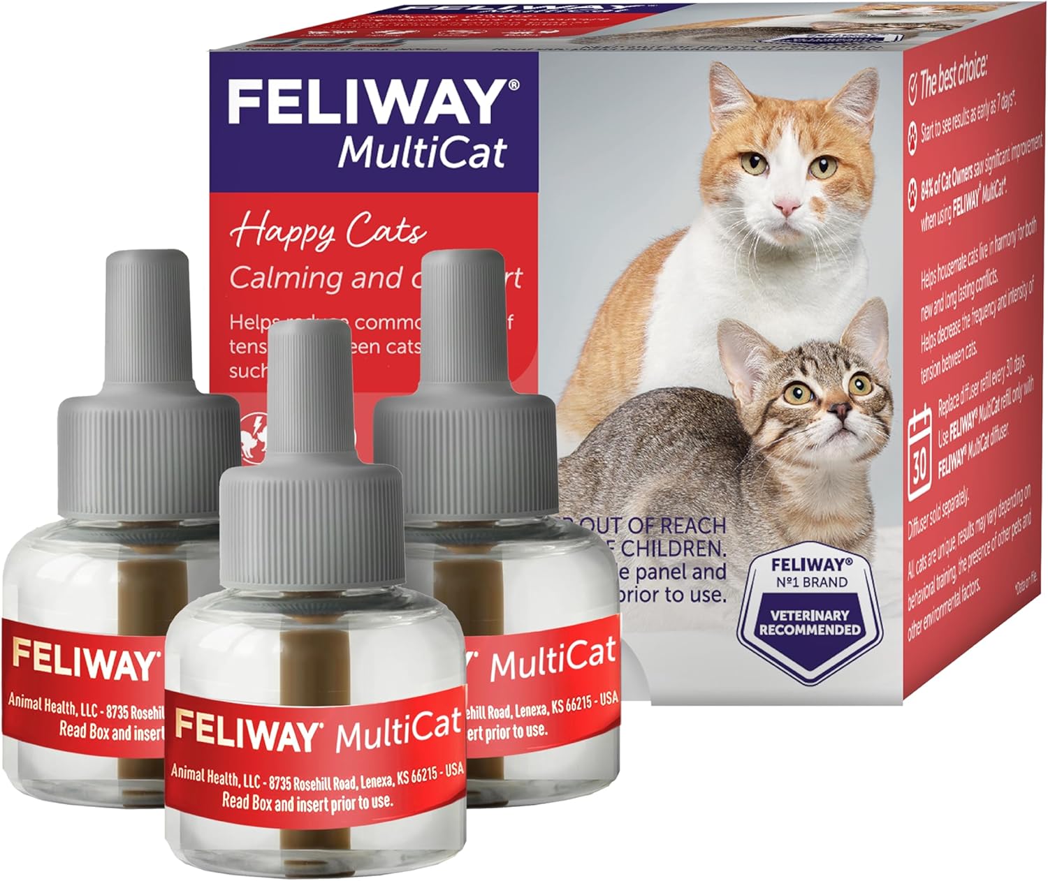 FELIWAY MultiCat Cat Calming Pheromone Diffuser Refill - 3 Pack