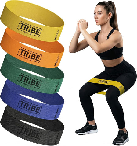 Fabric Resistance Bands for Working Out, 5-Band Set for Legs and Glutes
