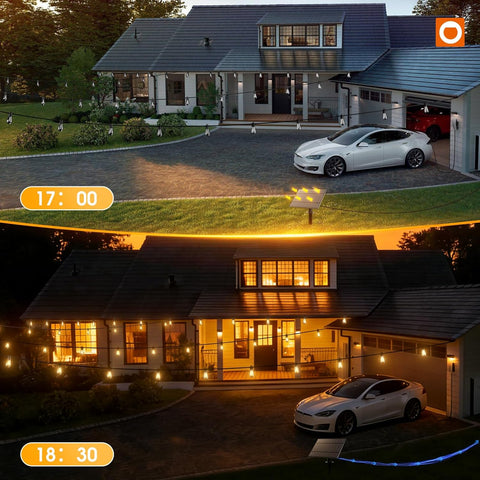 addlon 54FT(48+6) Solar String Lights Outdoor, Last 20+ Hrs, USB Charging