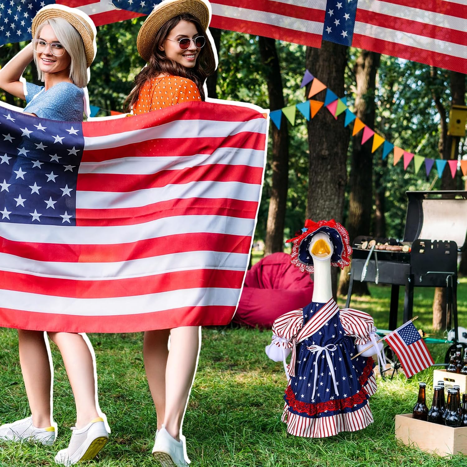 Suzile 4th of July Porch Goose Outfits Patriotic Goose Costume Independence