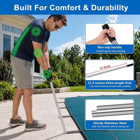 31-1/2 inch Pool Cover Tool Set, Pool Cover Installation Tool with Hex Key