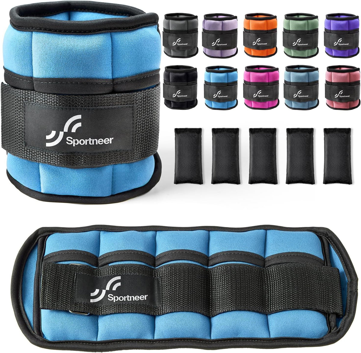 Sportneer Adjustable Ankle Weights, 2-10 lb per Pair, Removable Weights