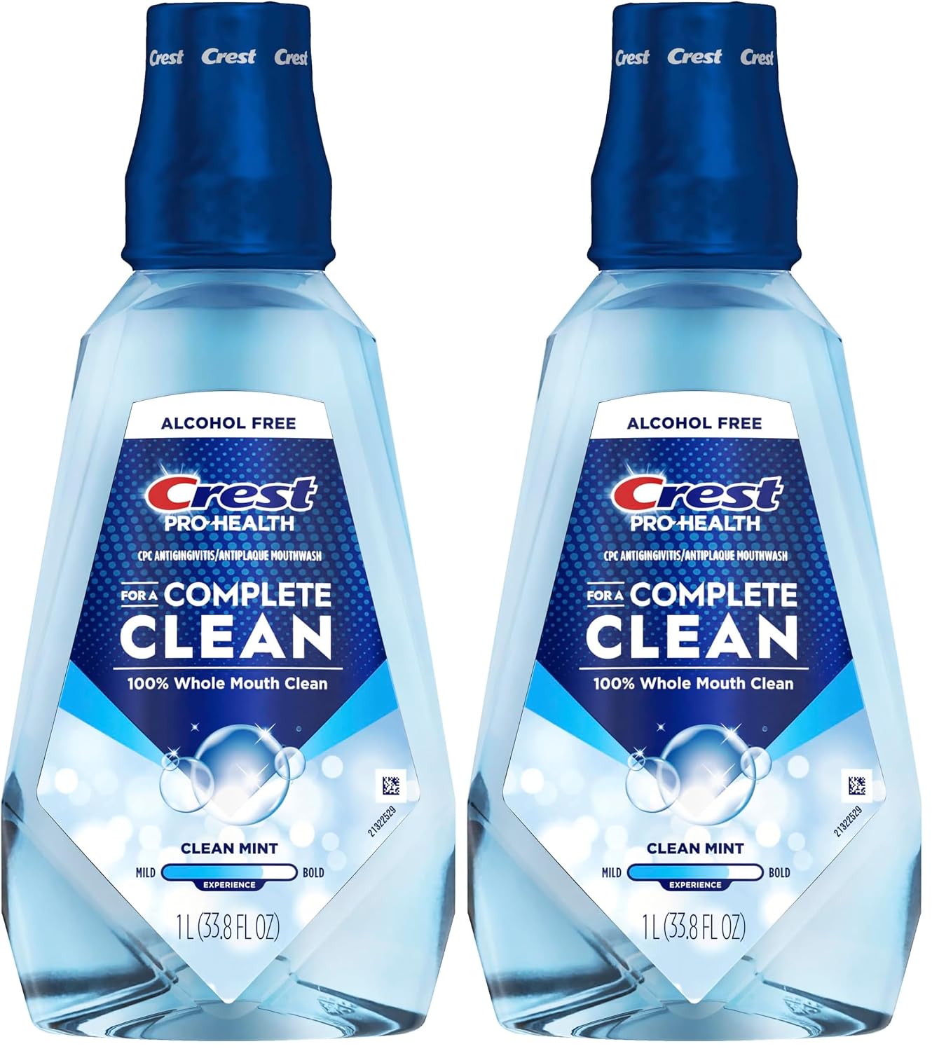 Crest Mouthwash Pro Health Complete Clean, CPC (cetylpyridinium Chloride) Antigingivitis/Antiplaque, Alcohol Free, Clean Mint, 1 L (33.8 fl oz) (Pack of 2)