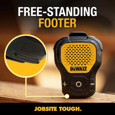 DEWALT Wearable Bluetooth Speaker, Clip-On Wireless Jobsite Pro, (Yellow)