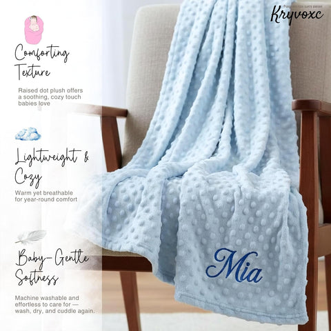 Personalized Baby Blanket and Plush Bunny Set, Custom Blankets and Rabbit