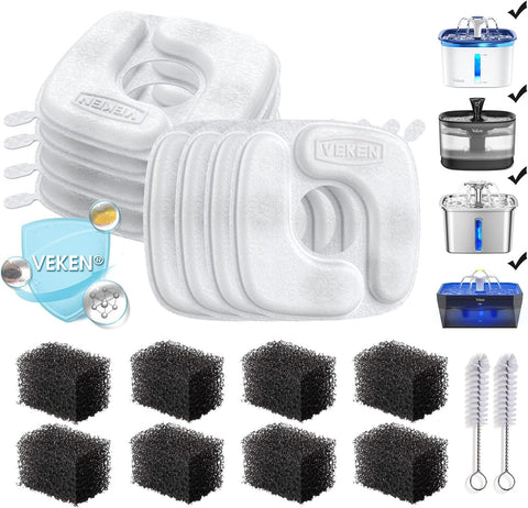 Veken Cat Water Fountain Filters, 8 Pack Replacement Filters