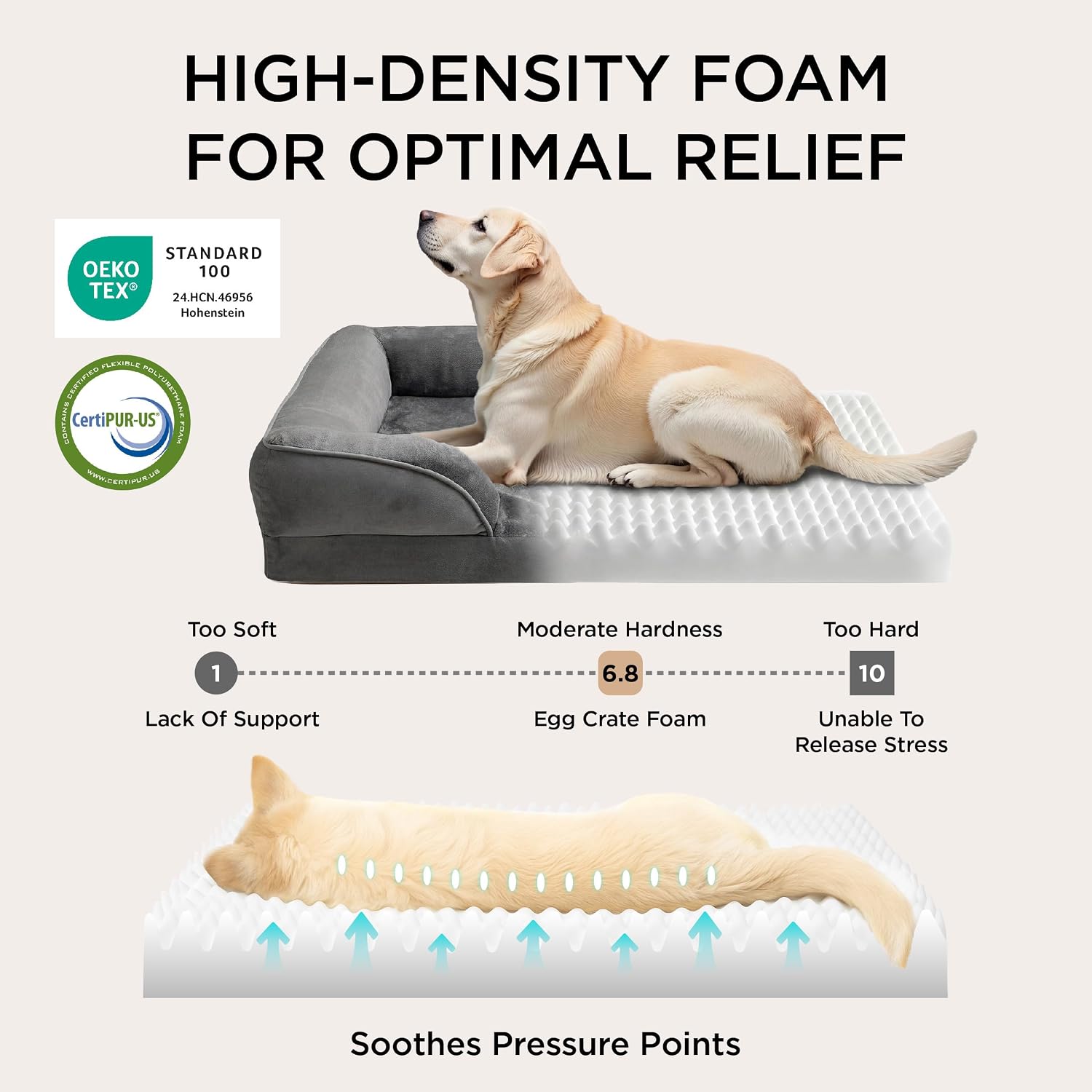 Bedsure Orthopedic Dog Bed for Extra Large Dogs - XL Washable Dog Sofa Bed Large, Supportive Foam Pet Couch Bed with Removable Washable Cover, Waterproof Lining and Nonskid Bottom, Dark Grey