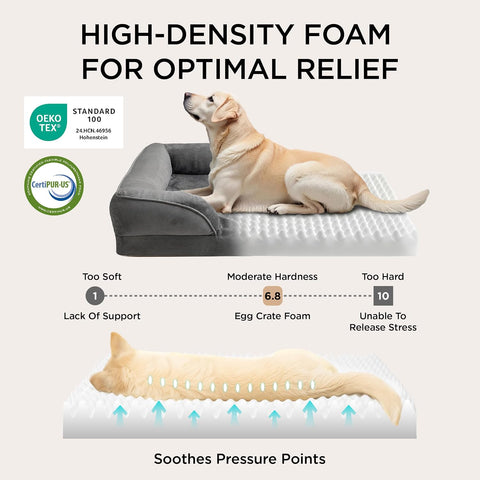 Bedsure Orthopedic Dog Bed for Extra Large Dogs - XL Washable Dog Sofa Bed Large, Supportive Foam Pet Couch Bed with Removable Washable Cover, Waterproof Lining and Nonskid Bottom, Dark Grey